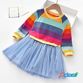 Kids Toddler Little Girls Dress Rainbow colour Daily Holiday