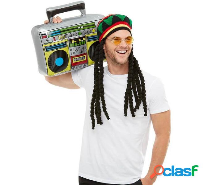 Kit Jamaicano: Cappello con rasta, occhiali e radio
