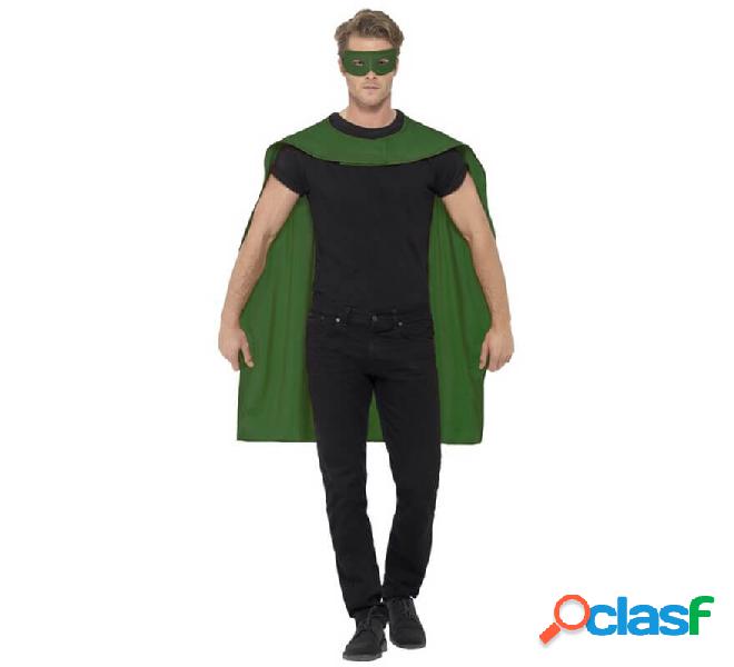 Kit supereroe verde adulto: mantello e maschera