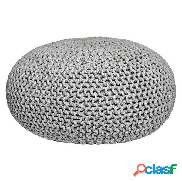 LABEL51 Pouf a Maglia in Cotone L Grigio Chiaro