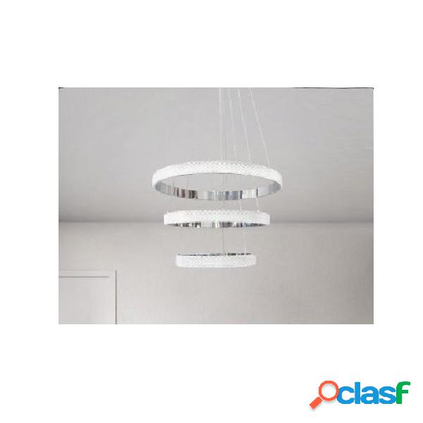 LAMPADARIO LED 62WATT DESIGN AD ANELLI EFFETTO CRISTALLO