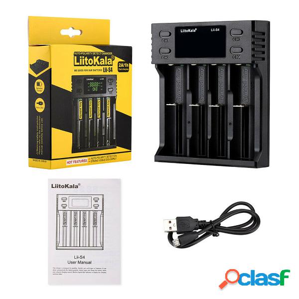 LiitoKala LII-S4 LCD Smart Batteria Caricatore a 4 slot