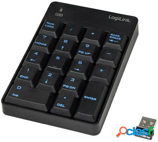 LogiLink ID0120 Senza fili (radio) Tastierino numerico Nero