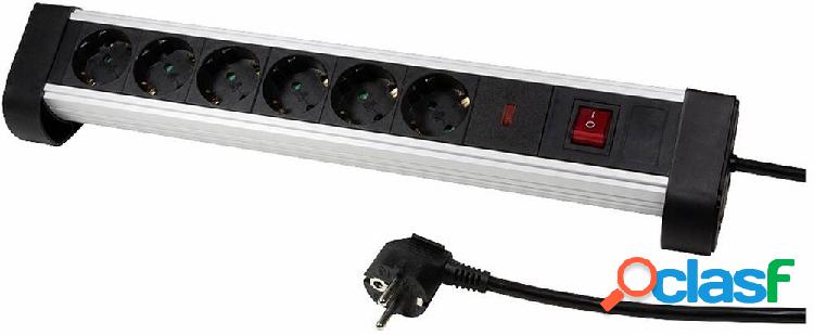 LogiLink LPS215 Multipresa con interruttore Nero, Argento