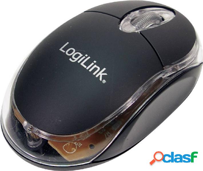 LogiLink Mini Mouse Mouse USB Ottico Nero 3 Tasti 800 dpi