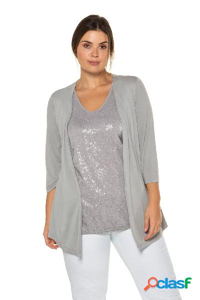 Maglia 2-in-1, inserto con paillettes, maniche a 3/4,