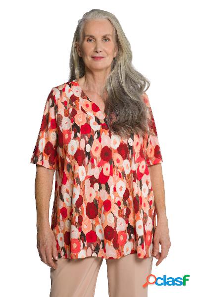Maglia con design floreale, piega decorativa, scollo a V e
