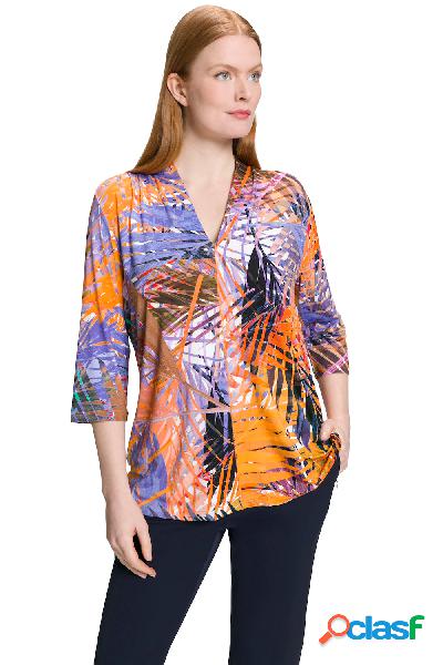 Maglia con scollo a V montante e maniche a 3/4, Donna,