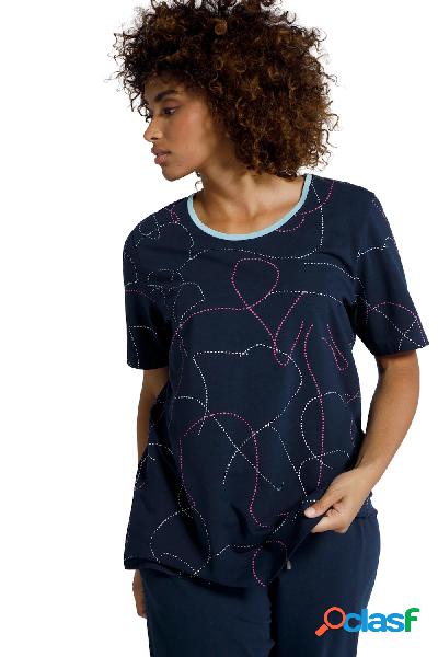 Maglia del pigiama a linee di cotone biologico con scollo a