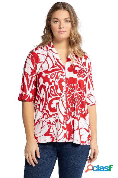 Maglia, design floreale con effetto patchwork, scollo a V,