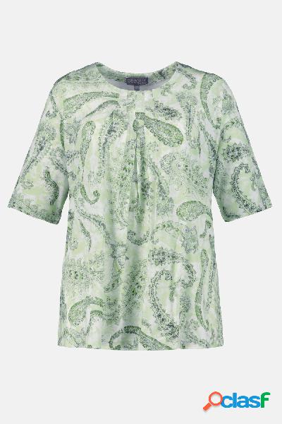 Maglia fluente con pieghe decorative, mezze maniche e design