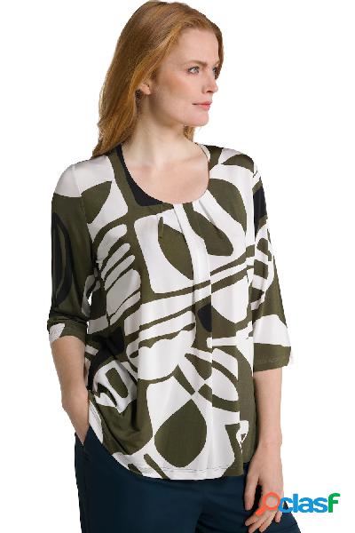 Maglia in tessuto fluente con design grafico, scollo a
