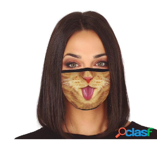 Maschera 3 pieghe del panno del gatto adulto realistico