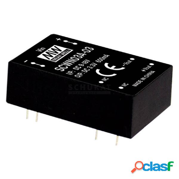 Mean Well SCWN03E-03 Modulo convertitore DC / DC 600 mA 3 W