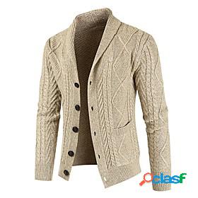 Mens Cardigan Sweater Solid Color Knitted Stylish Casual