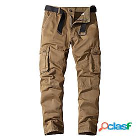 Mens Cargo Chino Split Zipper Pocket Pants Tactical Cargo