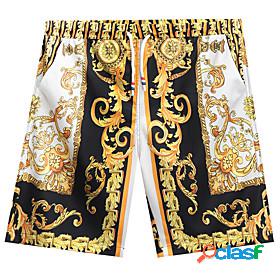 Mens Chino Shorts Pants Geometric Mid Waist Green Blue White
