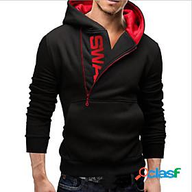 Mens Color Block Pullover Hoodie Sweatshirt Hooded Half Zip