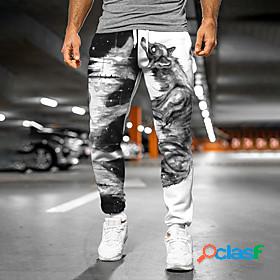 Mens Designer Big and Tall 3D Print Drawstring Elastic Waist