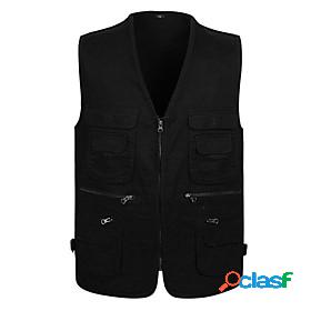 Mens Fishing Vest Hiking Vest Outerwear Trench Coat Top