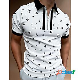 Mens Golf Shirt Geometry Collar Street Daily Short Sleeve