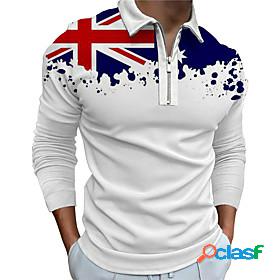 Mens Golf Shirt National Flag 3D Print Collar Street Casual