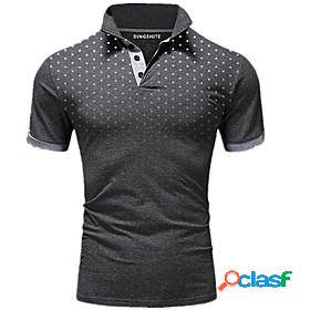 Mens Golf Shirt Polka Dot non-printing Turndown Casual Daily