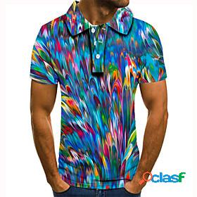 Mens Golf Shirt Tennis Shirt Color Block Graphic Prints 3D
