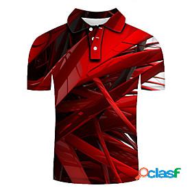 Mens Golf Shirt Tennis Shirt Geometric 3D Print Collar