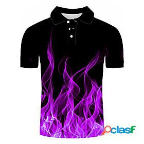 Mens Golf Shirt Tennis Shirt Geometric 3D Print Collar