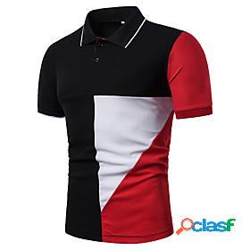 Mens Golf Shirt Tennis Shirt Patchwork Collar Turndown Daily