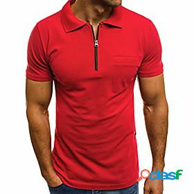 Mens Golf Shirt Tennis Shirt Solid Color Collar Sports
