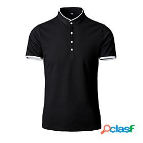 Mens Golf Shirt Tennis Shirt Solid Color Collar Standing