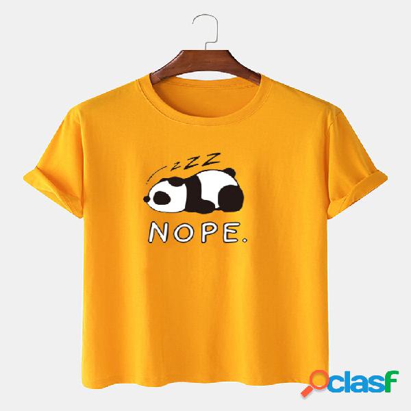 Mens Nope Panda T-shirt manica corta casual ampia con stampa