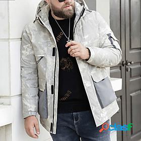 Mens Puffer Jacket Winter Street Daily Going out Regular
