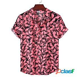 Mens Shirt Flamingo Classic Collar Casual Daily Short Sleeve