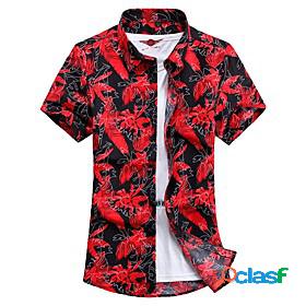 Mens Shirt Floral 3D Shirt Collar Daily Weekend Short Sleeve