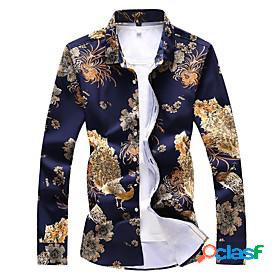 Mens Shirt Floral Animal Collar Shirt Collar Daily Going out