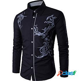 Mens Shirt Patterned Collar Shirt Collar Daily Long Sleeve