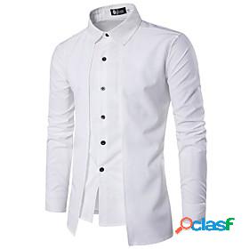 Mens Shirt Solid Colored Collar Spread Collar Daily Work