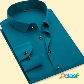Mens Shirt Solid Colored Collar Square Neck Party Daily Long