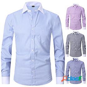 Mens Shirt Solid Colored Collar Turndown Casual Daily Long