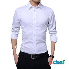 Mens Shirt Solid Colored Shirt Collar Daily Work Long Sleeve