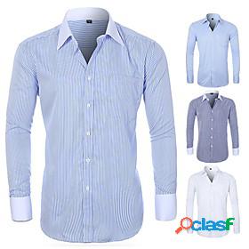 Mens Shirt Solid Colored Turndown Casual Daily Long Sleeve
