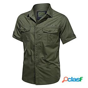 Mens Shirt Solid Colored non-printing Collar Turndown Daily