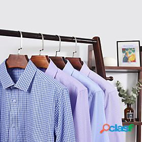 Mens Shirt Striped Plaid Turndown Party Work Long Sleeve