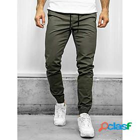 Mens Simple Jogger Pants Sweatpants Pants Solid Color Mid