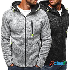 Mens Solid Color Full Zip Hoodie Zipper Daily Fitness Basic