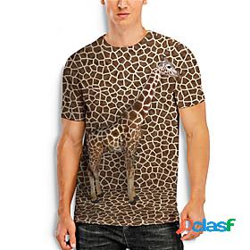 Mens T shirt 3D Giraffe Animal 3D Print Round Neck Daily