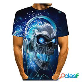 Mens T shirt Graphic 3D Skull 3D Print Round Neck Daily Club